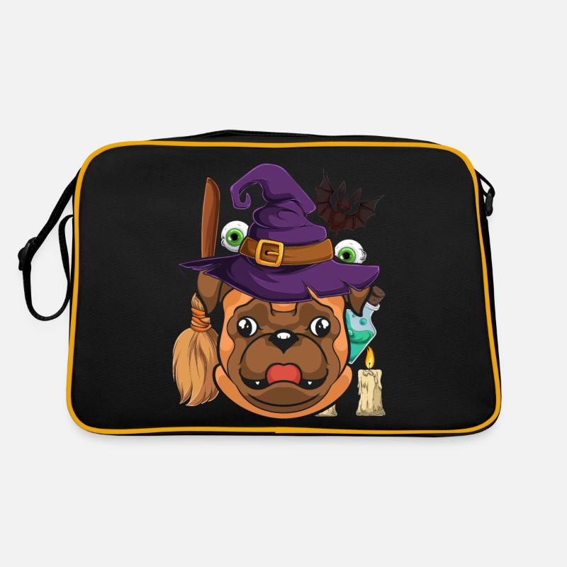Hexen Hut Hunde Fledermaus Geschenk Halloween Mops Retro Tasche