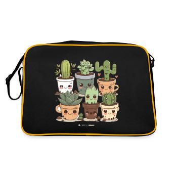 Cactus Florist Funny Succulent Lover Potted Plant - Retro Bag - black/gold - Back