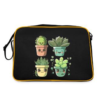 Cute Cactus Florist Succulent Lover Potted Plant - Retro Bag - black/gold - Back