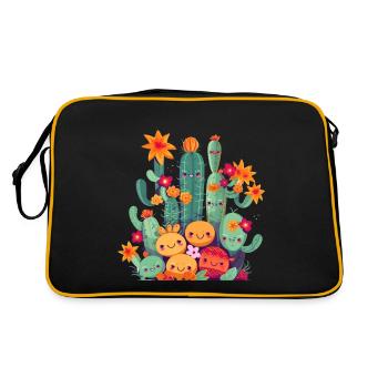 Cactus Florist Cute Desert Succulent Lover Plant - Retro Bag - black/gold - Back