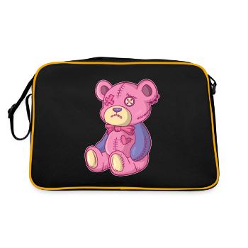 Kawaii Pastell Goth Teddybär Gothic Occult Voodoo - Retro Tasche - Schwarz/Gold - Hinten