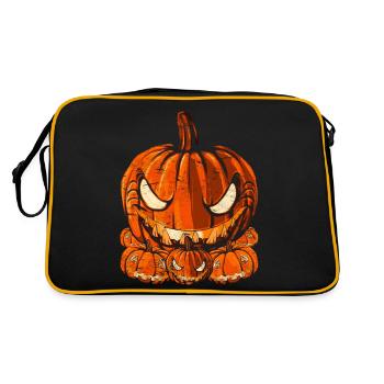 Jack O Lantern Geschenk Halloween Kürbis - Retro Tasche - Schwarz/Gold - Hinten