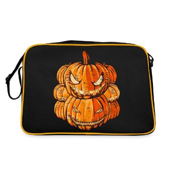 Gruseliger Jack O Lantern Halloween Kürbis - Retro Tasche - Schwarz/Gold - Hinten
