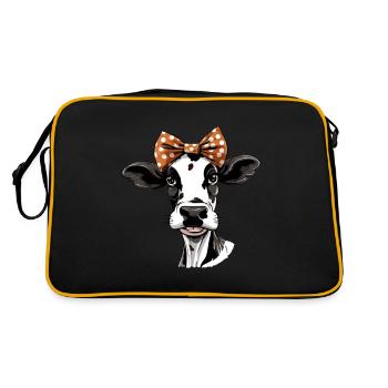 Tenue bio avec vache pour végétaliens et amoureux des vaches Moo - Sac Retro - noir/or - Dos