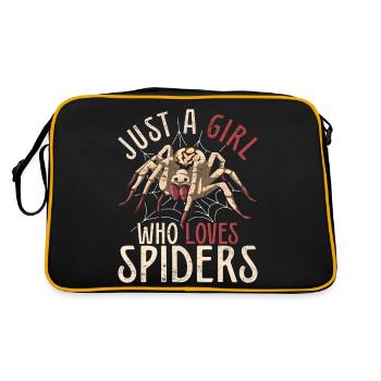 Nur ein Mädchen das Spinnen liebt Arachnide Spinne - Retro Tasche - Schwarz/Gold - Hinten