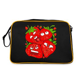 Sommerfrucht Rotes Obst Geschenk Lustiges Erdbeere - Retro Tasche - Schwarz/Gold - Hinten