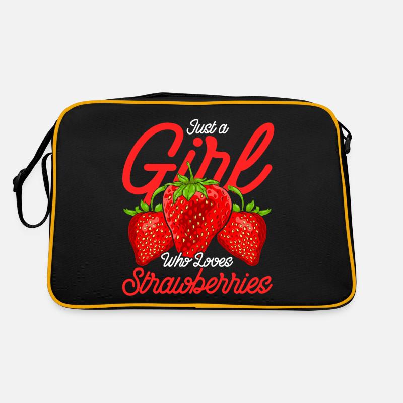 Rote Beere Obst Frucht Mädchen Geschenk Erdbeere Retro Tasche