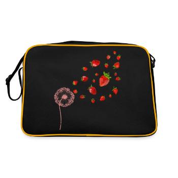 Rote Beeren Obst Geschenk Pusteblume Erdbeere - Retro Tasche - Schwarz/Gold - Hinten