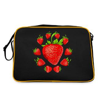 Obst Sommer Frucht Rote Beeren Geschenk Erdbeere - Retro Tasche - Schwarz/Gold - Hinten