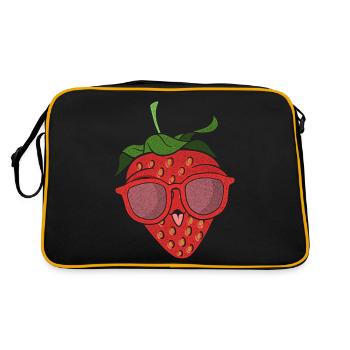 Coole Sonnenbrille Rote Beeren Geschenk Erdbeere - Retro Tasche - Schwarz/Gold - Hinten