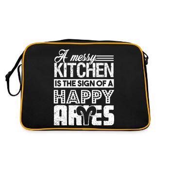 Aries Messy Kitchen Is The Sign Of Happy Aries - Retro Bag - black/gold - Back
