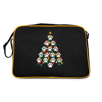 Dog Paw Print Puppy Christmas Tree Lights Cool - Sac Retro - noir/or - Dos