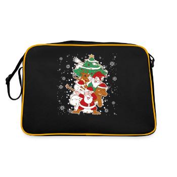 Dabbing Weihnachtsmann Elf Freunde Weihnachten - Retro Tasche - Schwarz/Gold - Hinten
