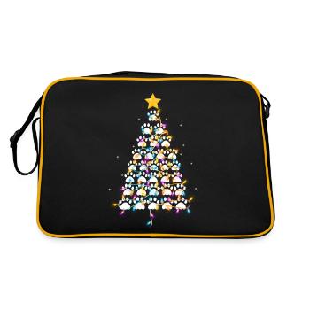 Dog Paw Print Puppy Christmas Tree Lights Cool - Retro Bag - black/gold - Back