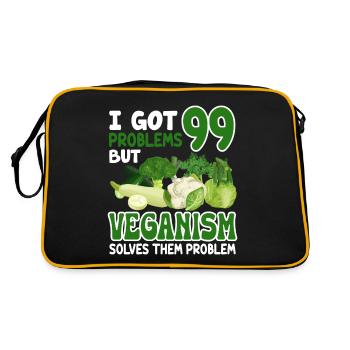 Vegan Veganismus - Retro Tasche - Schwarz/Gold - Hinten
