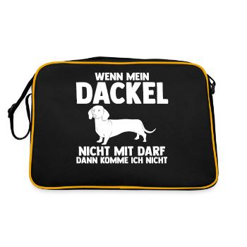 Hund Dackel - Retro Tasche - Schwarz/Gold - Hinten