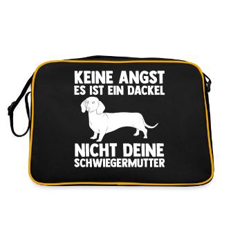 Hund Dackel - Retro Tasche - Schwarz/Gold - Hinten