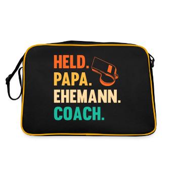 Vater Papa Trainer Coach - Retro Tasche - Schwarz/Gold - Hinten