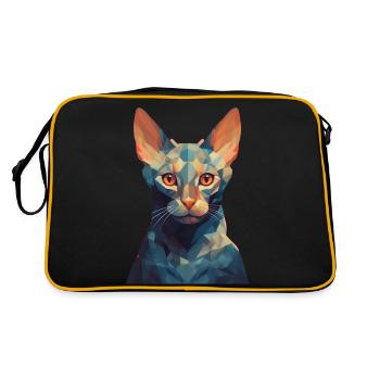 Cat - stylish, modern, abstract, artistic - Retro Bag - black/gold - Back