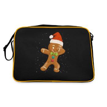 Tupfen Lebkuchen Weihnachtsmann Mütze Weihnachten - Retro Tasche - Schwarz/Gold - Hinten