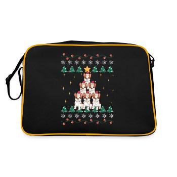 French Bulldog Christmas Tree Dog Santa - Retro Bag - black/gold - Back