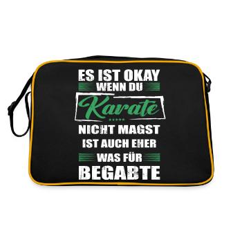 Spruch karate Mann & Frau & Kinder - Retro Tasche - Schwarz/Gold - Hinten