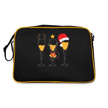 Drôle de vin Noël Noël Santa Hat Lumières de Noël - Sac Retro - noir/or - Dos