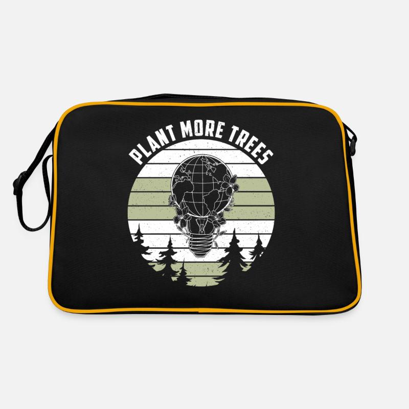 Plant more trees Umweltschutz Globus Erdkugel Retro Tasche