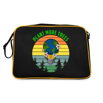 Plant more trees Umweltschutz Globus Erdkugel - Retro Tasche - Schwarz/Gold - Hinten