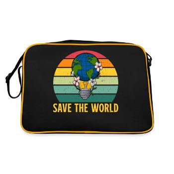 Save the world Umweltschutz Globus Erdkugel - Retro Tasche - Schwarz/Gold - Hinten