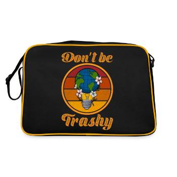 Don't Be Trashy Umweltschutz Globus Erdkugel - Retro Tasche - Schwarz/Gold - Hinten
