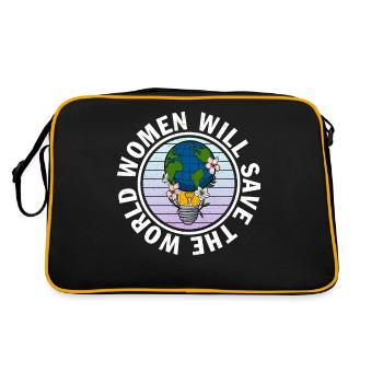 Women will save the world Lampe Erde Umweltschutz - Retro Tasche - Schwarz/Gold - Hinten