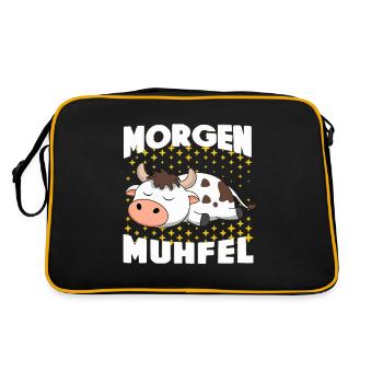 Morning grouch Cow Sleeping Lounging Stars Night - Retro Bag - black/gold - Back