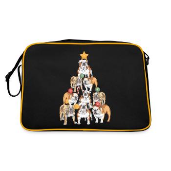 English Bulldog Christmas Tree Dog Christmas - Retro Bag - black/gold - Back