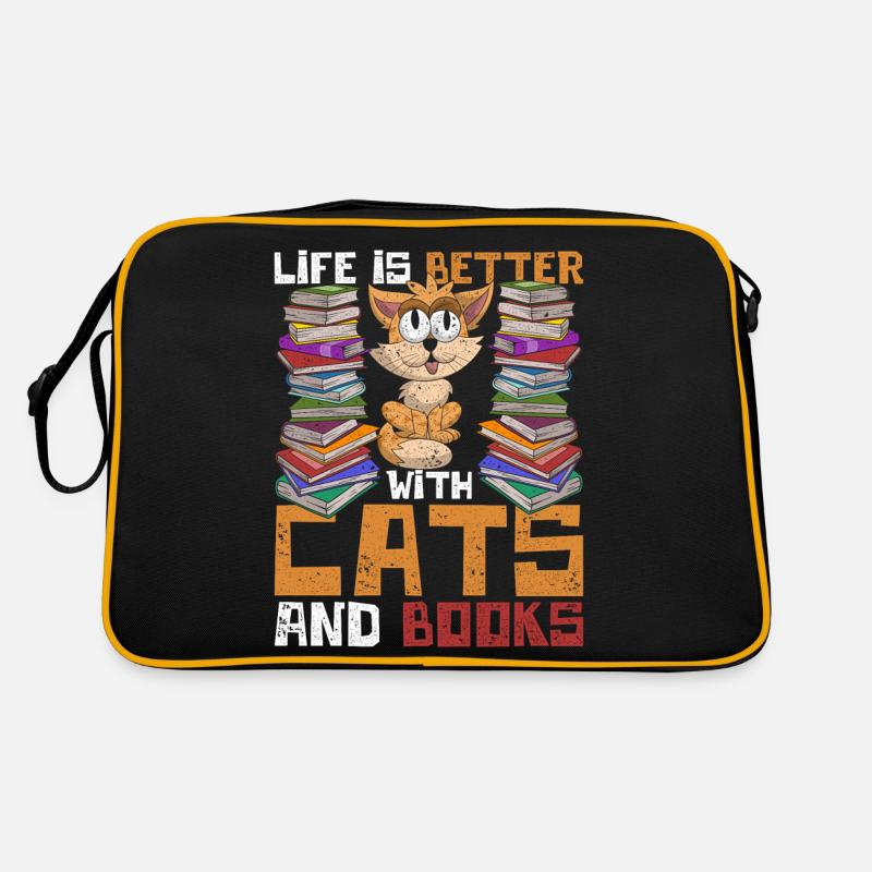 Das Leben ist besser mit Katzen und Büchern Lesen Retro Tasche