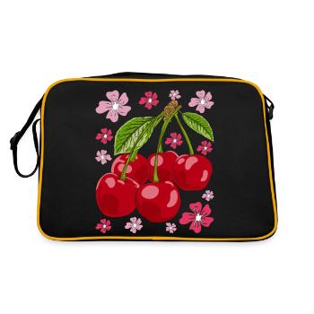 Sakura Summer Fruit Gift Cherry Blossom Cherry - Retro Bag - black/gold - Back