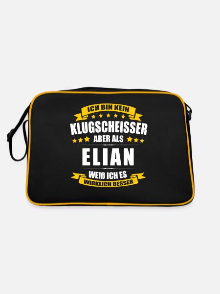 Name Elian Vorname Klugscheisser Namenstag - Retro Tasche - Schwarz/Gold - Hinten