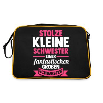 Geschwister Schwestern Schwester - Retro Tasche - Schwarz/Gold - Hinten