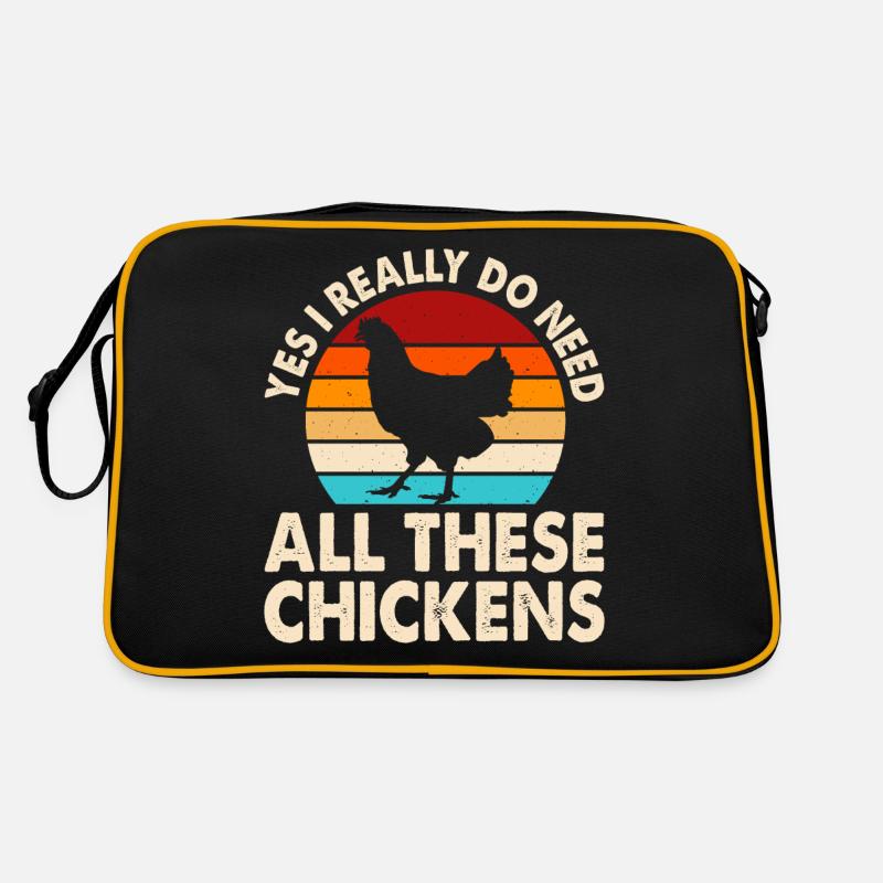 Hühner Huhn - Retro Tasche - Schwarz/Gold