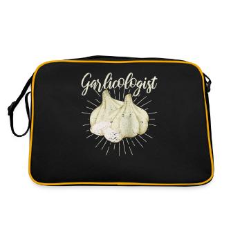 Garlicologist Funny Chef Garlic Bulb Cook Köstlich - Retro Tasche - Schwarz/Gold - Hinten