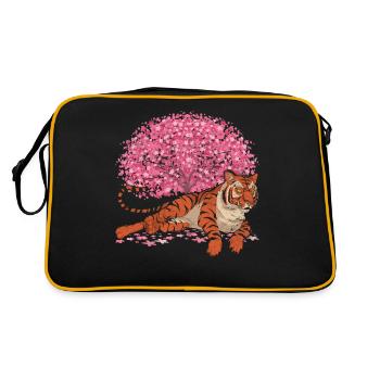 Cherry Blossom Tree Predator Cadeau Sakura Tiger - Sac Retro - noir/or - Dos
