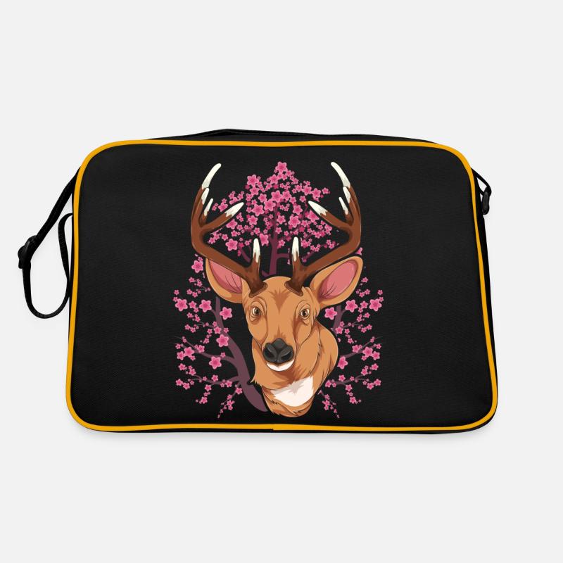 Sakura Waldbewohner Geschenk Kirschblüten Hirsch Retro Tasche