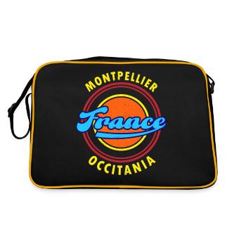 Montpellier France Occitania Frankreich Okzitanien - Retro Tasche - Schwarz/Gold - Hinten