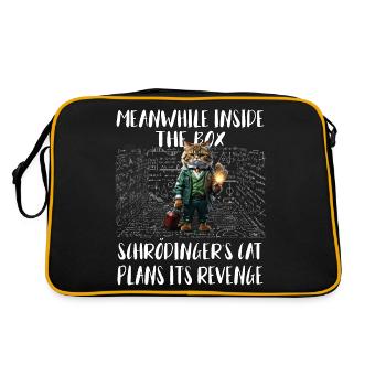 Meanwhile, in box Schroedingers cat plans revenge - Retro Bag - black/gold - Back