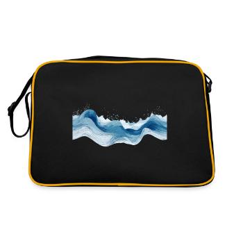 Wellenmotiv im Linienstil - Symphonie in Blautönen - Retro Tasche - Schwarz/Gold - Hinten