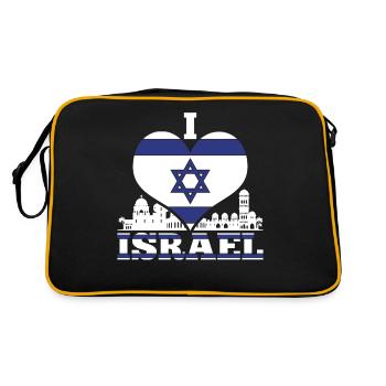 Drapeau israélien Coeur Cadeau israélien Israël - Sac Retro - noir/or - Dos
