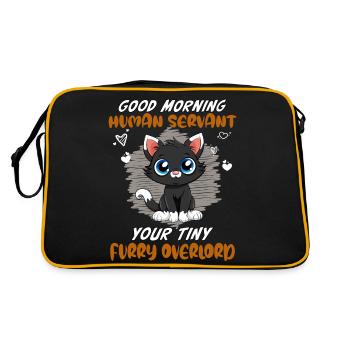 Good morning, human servant funny cat - Retro Bag - black/gold - Back