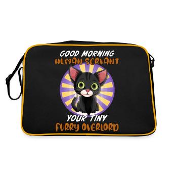 Good morning, human servant funny cat - Retro Bag - black/gold - Back