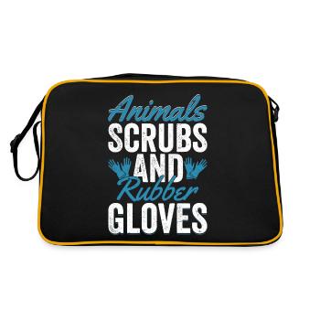 Animals, Scrubs And Rubber Gloves Vet Pets Veterin - Retro Tasche - Schwarz/Gold - Hinten