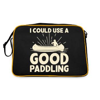 Kanu Kanut Kanutin Kanufahrer - Retro Tasche - Schwarz/Gold - Hinten